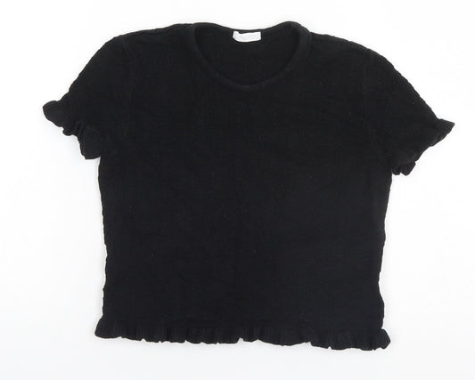 NEXT Girls Black  Cotton Basic T-Shirt Size 10 Years Round Neck