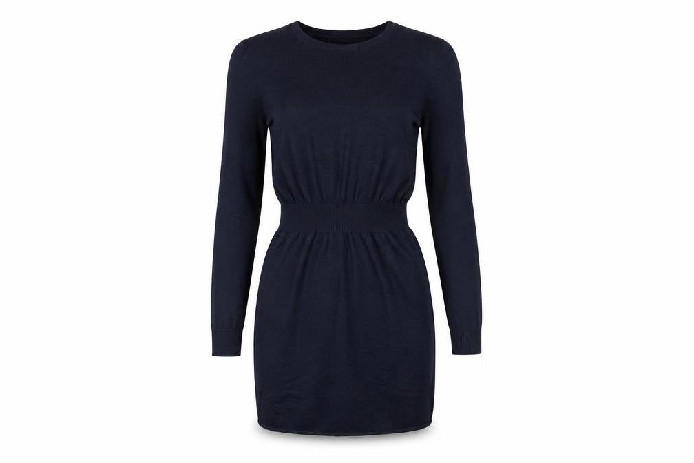 H&M Womens Blue  Polyester Fit & Flare  Size 6 Round Neck