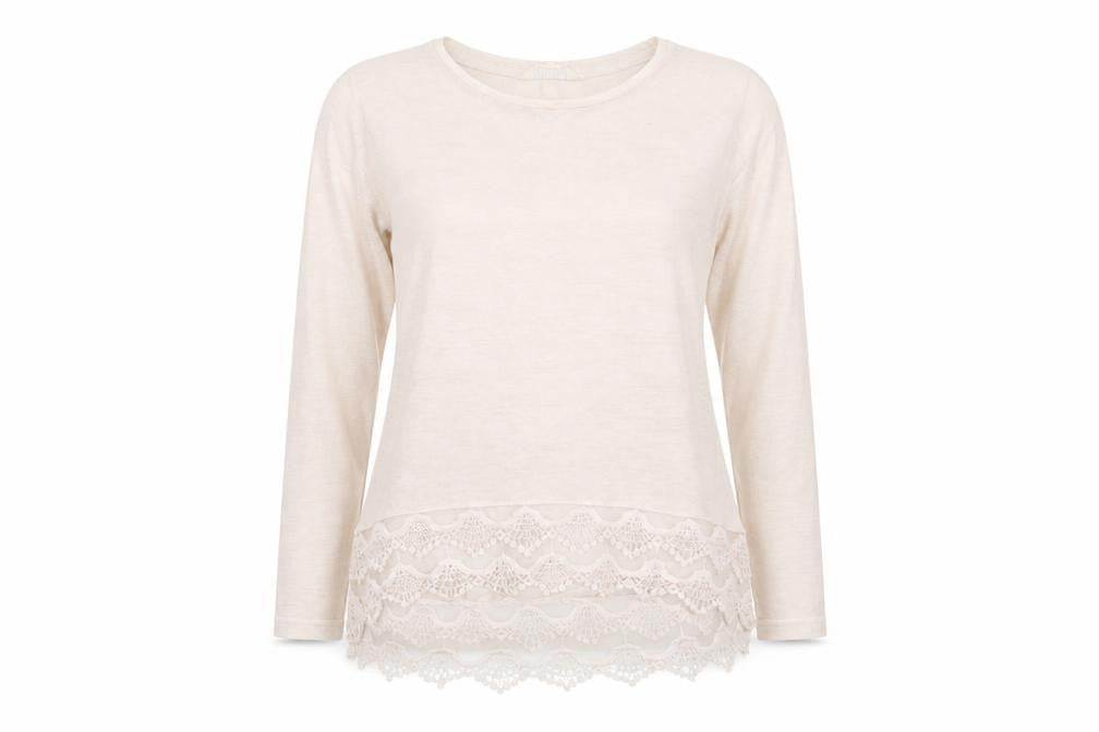 Nine by Savannah Milleri Womens Ivory Crew Neck  Viscose Pullover Jumper Size 12   - Lace Hemline