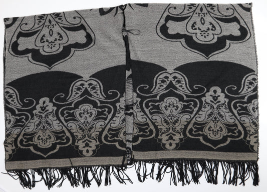 Preworn Womens Black Floral   Shawl/Wrap