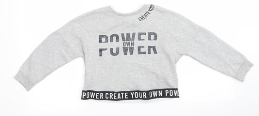George Girls Grey  Polyester Pullover Sweatshirt Size 6-7 Years   - Create your own power