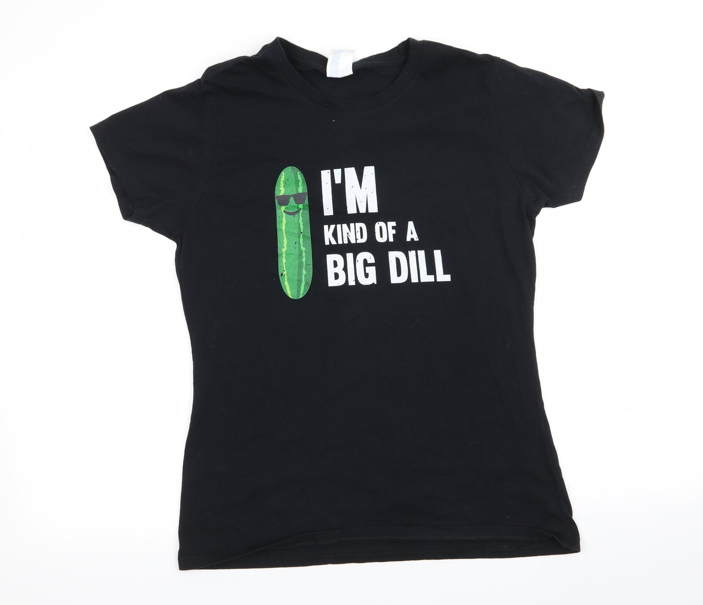 Port & Company Womens Black  Cotton Basic T-Shirt Size M Round Neck - I'm Kind of a Big Dildo