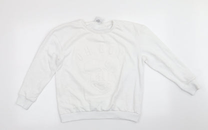 Preloved Disney by Atmosphere Womens White Animal Print Polyester Pullover Sweatshirt Size 10   - Embossed Mickey Mouse - Oh Boy - Front