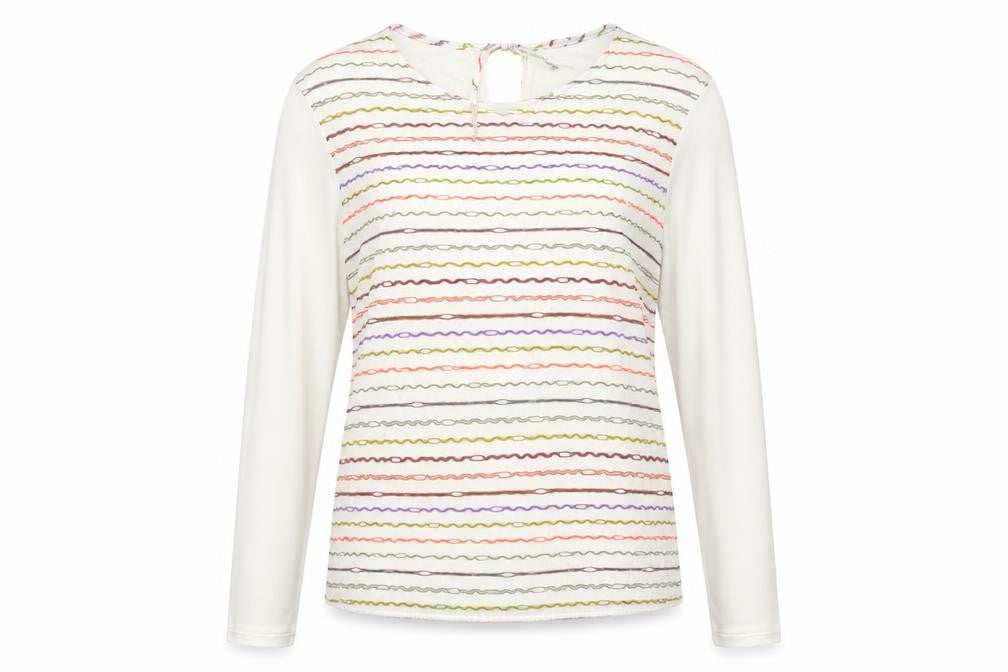 Per Una Womens White Striped Viscose Basic Blouse Size 12 Crew Neck