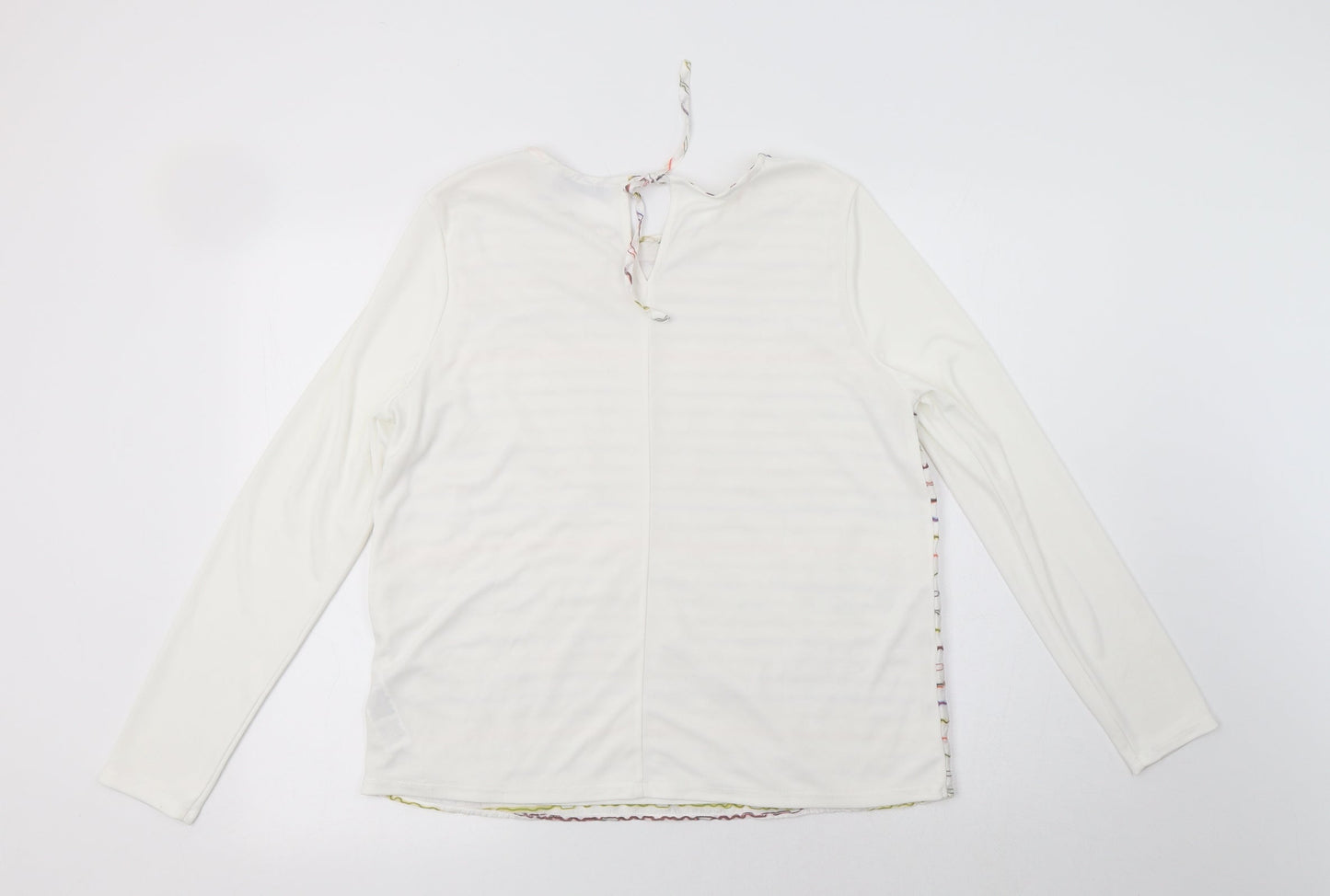 Per Una Womens White Striped Viscose Basic Blouse Size 12 Crew Neck