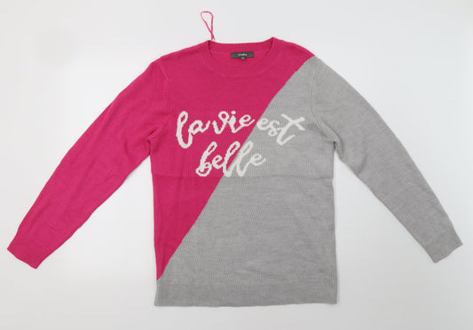 Studio Womens Grey Crew Neck  Acrylic Pullover Jumper Size 14   - La Vie