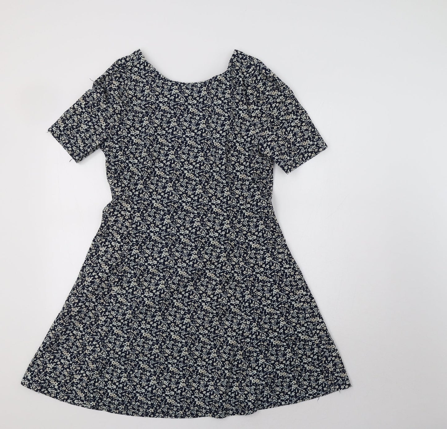 NEXT Womens Blue Floral Polyester Fit & Flare  Size 12  V-Neck