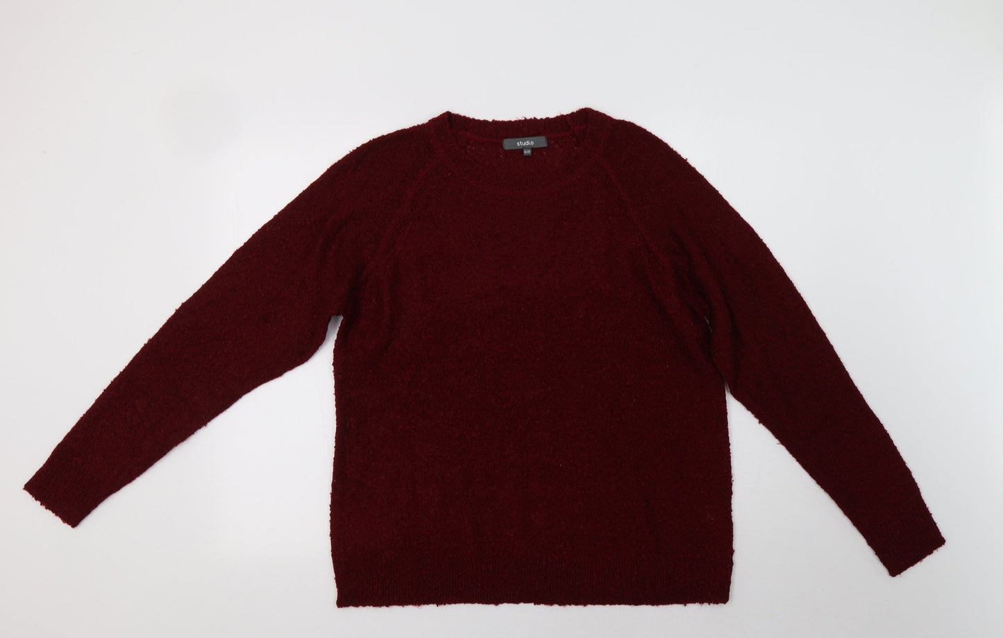 Studio Womens Red Crew Neck  Acrylic Pullover Jumper Size 18