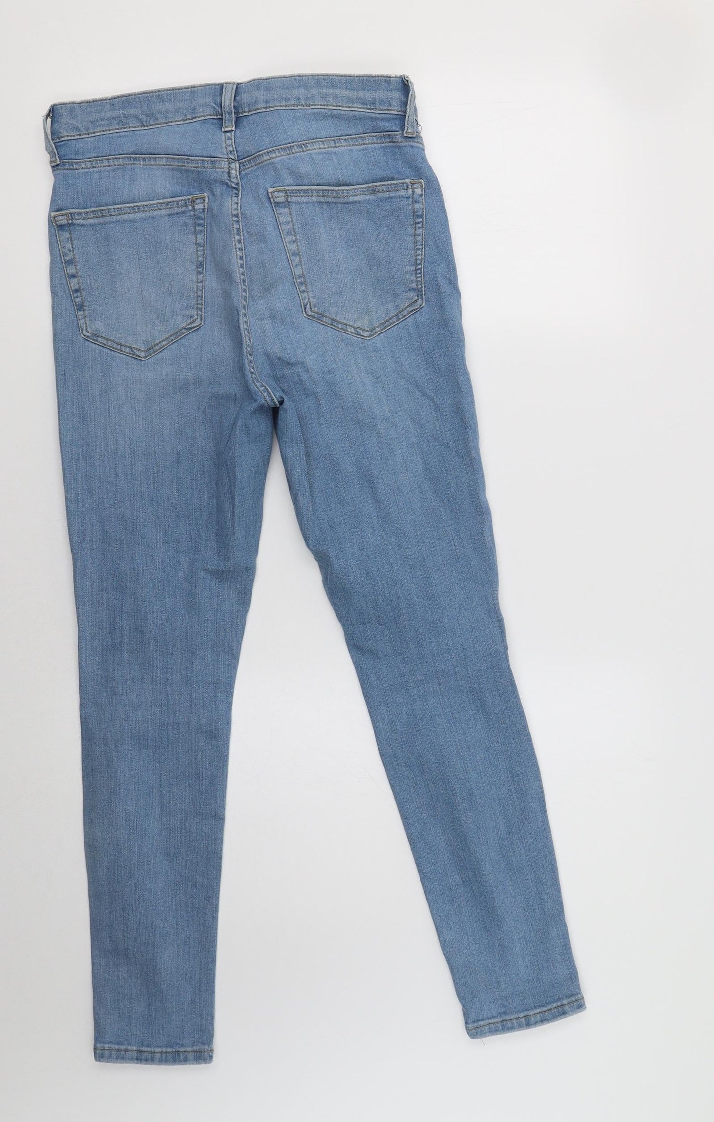 Topshop Womens Blue  Cotton Skinny Jeans Size 30 L30 in Regular