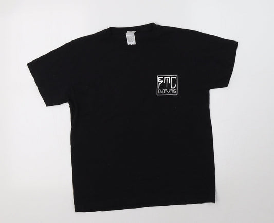 Fruit of the Loom Boys Black  Cotton Basic T-Shirt Size 9-10 Years Crew Neck