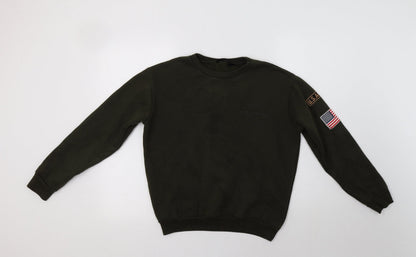 Goldigga Womens Green  Cotton Pullover Sweatshirt Size 10