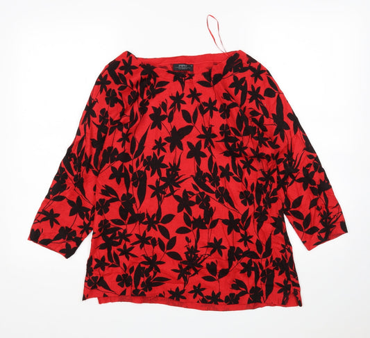 Matalan Womens Multicoloured Round Neck Floral Acrylic Pullover Jumper Size 14