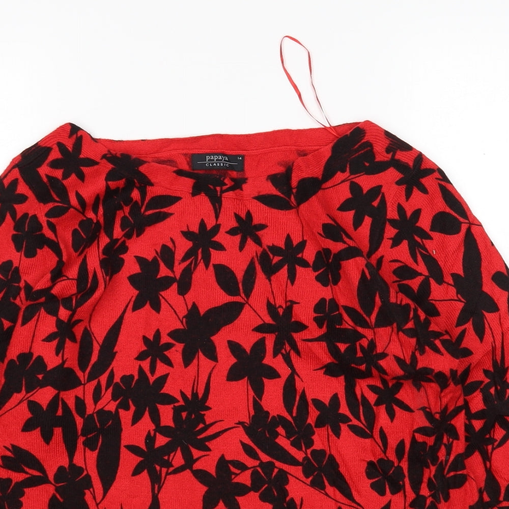 Matalan Womens Multicoloured Round Neck Floral Acrylic Pullover Jumper Size 14