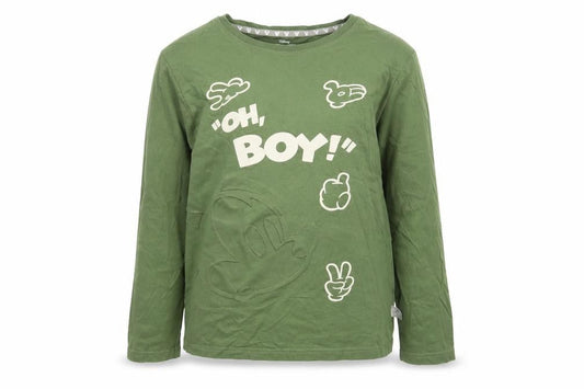 Primark Girls Green  Cotton Basic T-Shirt Size 9-10 Years Round Neck  - Micky Mouse