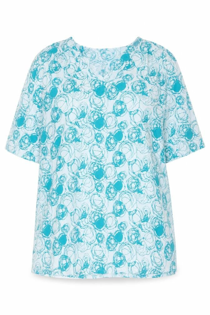 JUWITA MOON Womens Multicoloured Geometric Viscose Basic T-Shirt Size M V-Neck