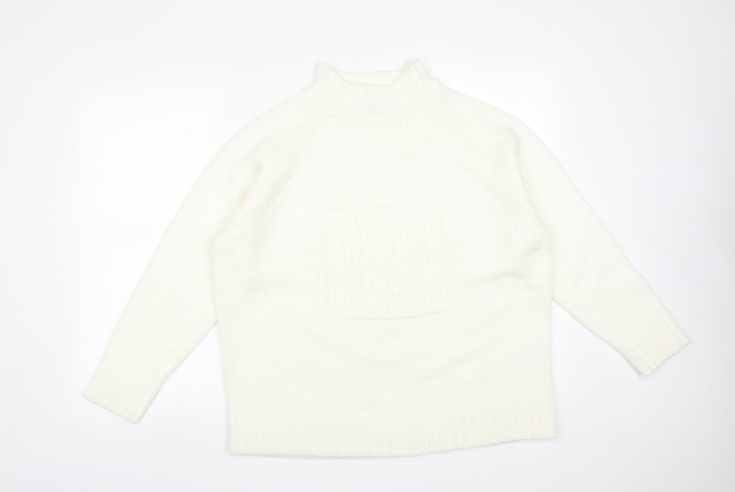 FORNARI Womens White  Acrylic Pullover Sweatshirt Size L