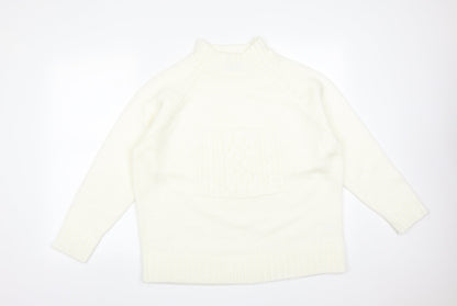 FORNARI Womens White  Acrylic Pullover Sweatshirt Size L
