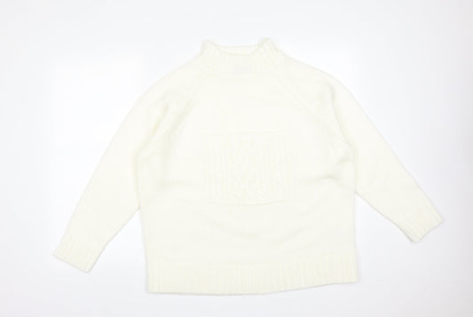 FORNARI Womens White  Acrylic Pullover Sweatshirt Size L