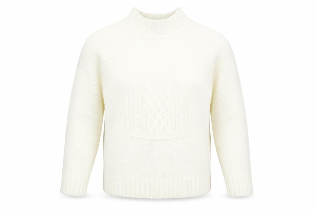 FORNARI Womens White  Acrylic Pullover Sweatshirt Size L