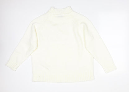 FORNARI Womens White  Acrylic Pullover Sweatshirt Size L