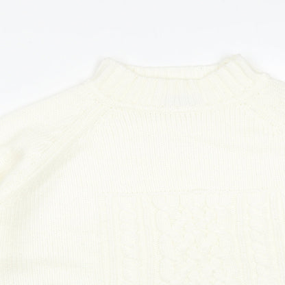 FORNARI Womens White  Acrylic Pullover Sweatshirt Size L