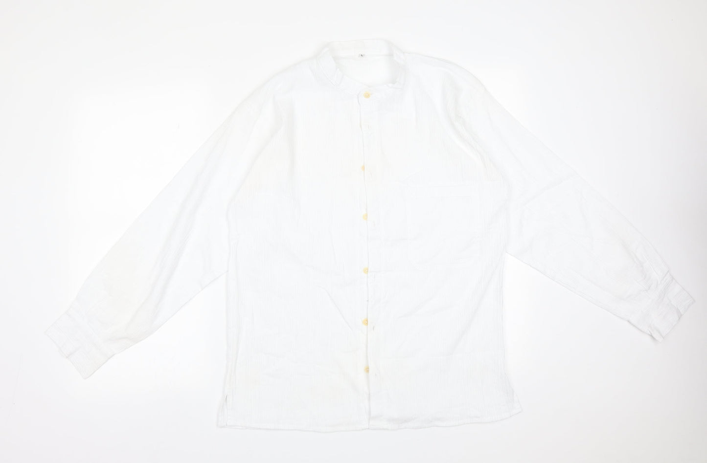 Preworn Mens White    Button-Up Size L Round Neck
