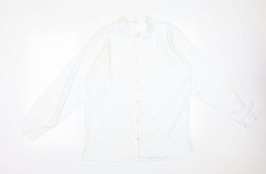 Preworn Mens White    Button-Up Size L Round Neck