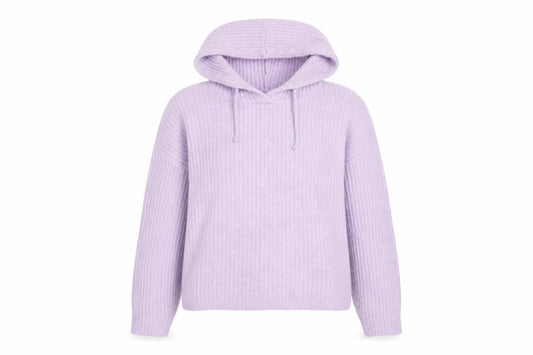 New Look Womens Purple Striped Acrylic Pullover Hoodie Size S