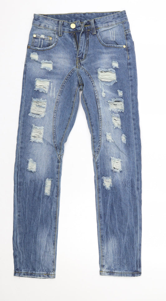 Preworn Womens Blue  Cotton Skinny Jeans Size 28 in L29 in Regular