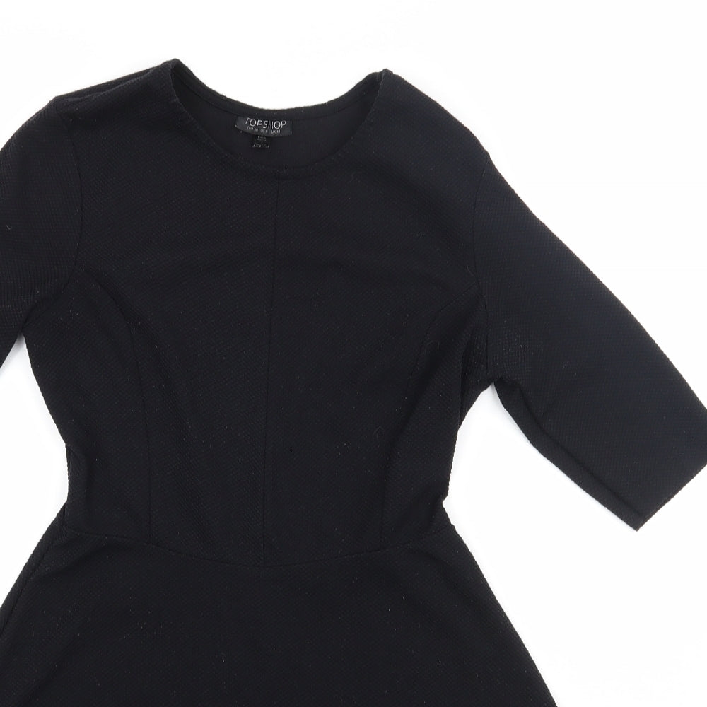 Topshop Womens Black  Polyester A-Line  Size 10  Round Neck Pullover