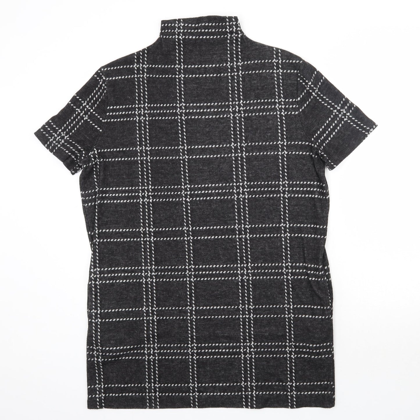 Select Womens Grey Check Polyester Pencil Dress  Size 14  High Neck Pullover