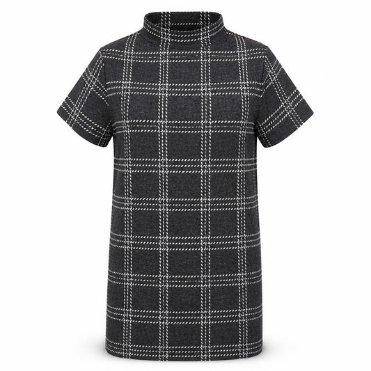 Select Womens Grey Check Polyester Pencil Dress  Size 14  High Neck Pullover
