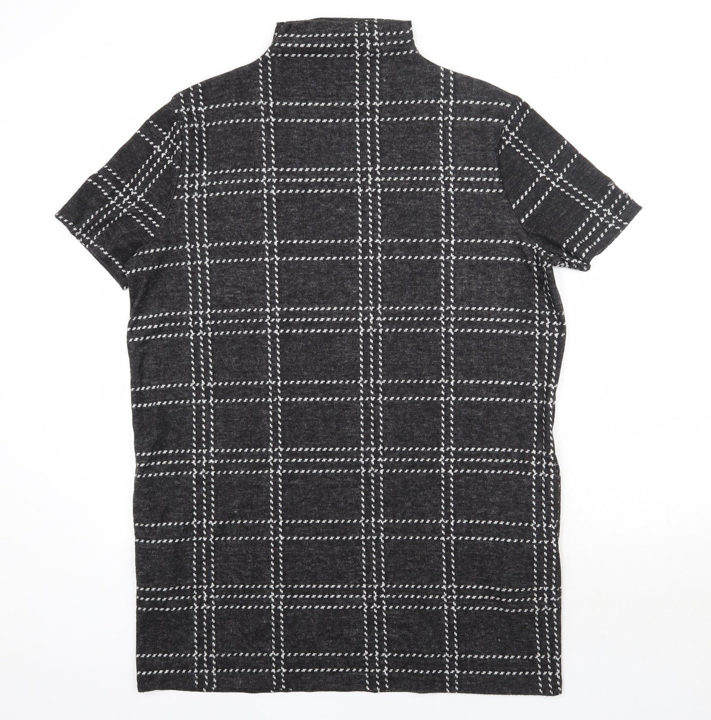 Select Womens Grey Check Polyester Pencil Dress  Size 14  High Neck Pullover