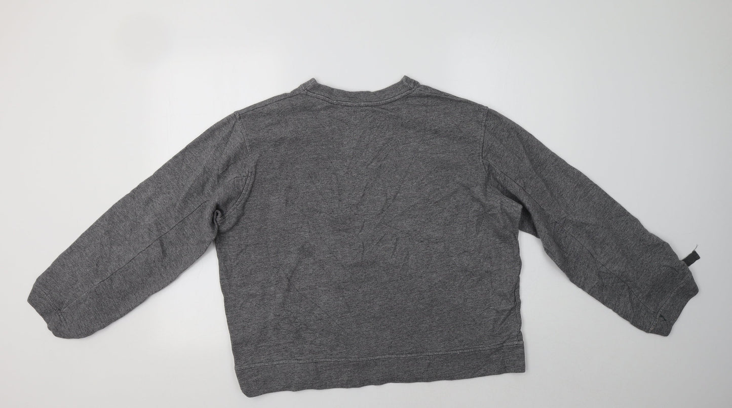 Zara Womens Grey  Cotton Pullover Sweatshirt Size M