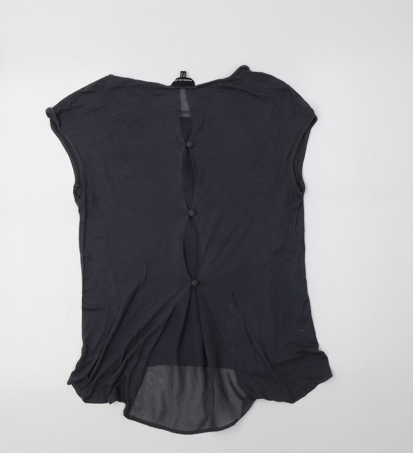 Warehouse Womens Grey Geometric  Basic Blouse Size 10 Crew Neck
