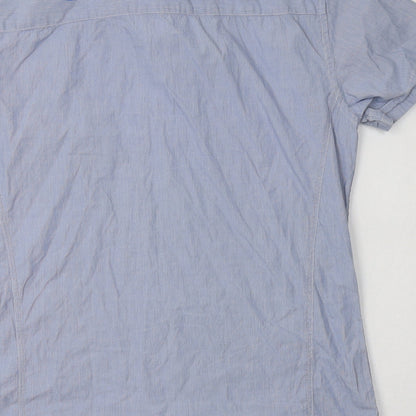 Crafted Mens Blue Striped Cotton  Button-Up Size L Collared