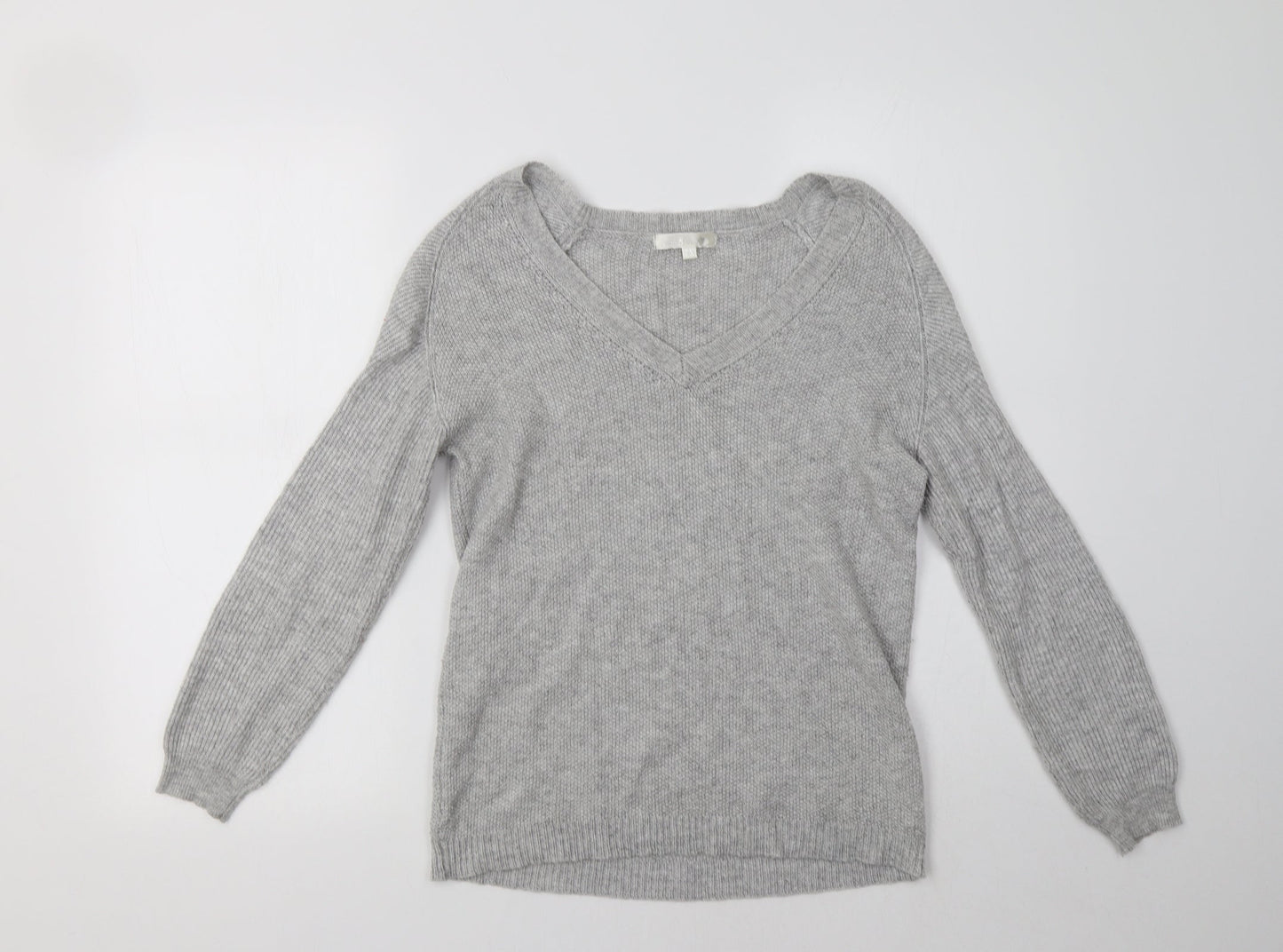See U Soon Womens Grey V-Neck   Pullover Jumper Size S