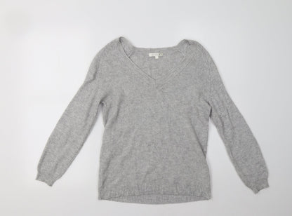 See U Soon Womens Grey V-Neck   Pullover Jumper Size S