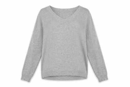See U Soon Womens Grey V-Neck   Pullover Jumper Size S