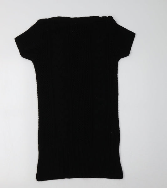 PRODIGY Womens Black Boat Neck  Acrylic Tunic Jumper Size M