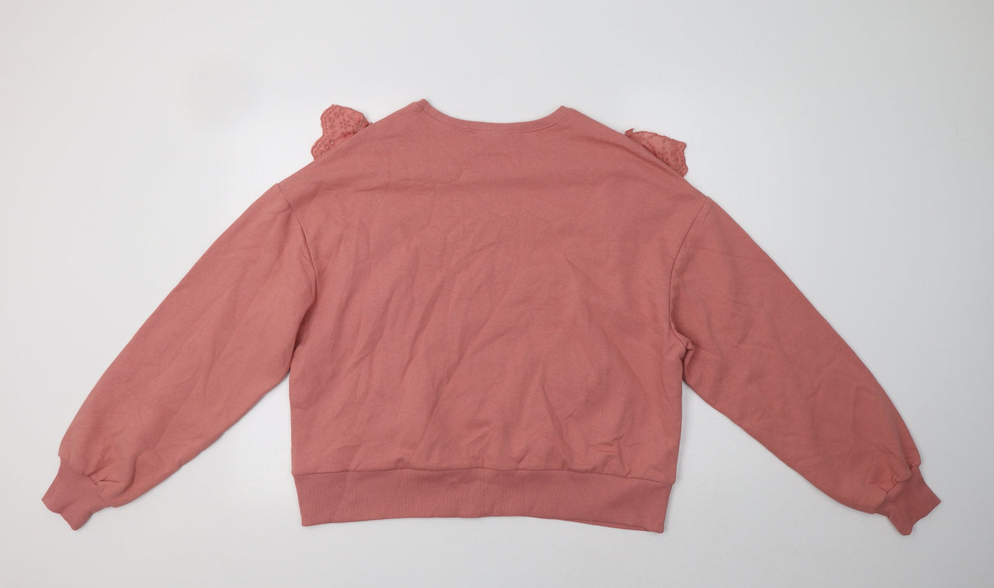 Warehouse Womens Pink  Cotton Pullover Hoodie Size M