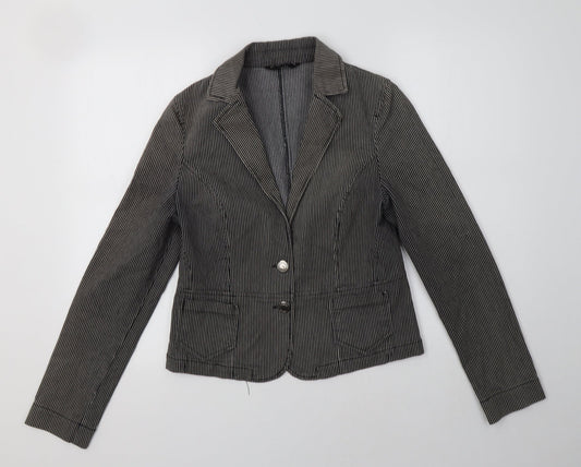 Dorothy Perkins Womens Grey Striped  Jacket Blazer Size 12