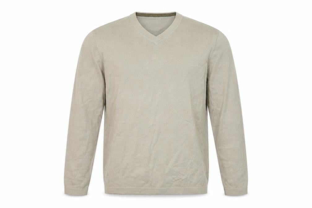 Marks & Spencer Mens Beige V-Neck  Cotton Pullover Jumper Size M