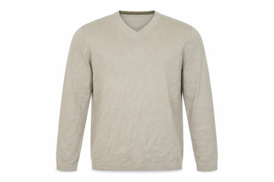 Marks & Spencer Mens Beige V-Neck  Cotton Pullover Jumper Size M