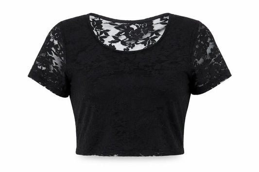 Atmosphere Womens Black Floral Polyester Basic Blouse Size 10 Round Neck - Lace overlay