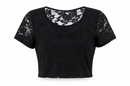 Atmosphere Womens Black Floral Polyester Basic Blouse Size 10 Round Neck - Lace overlay