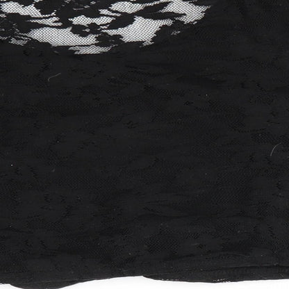 Atmosphere Womens Black Floral Polyester Basic Blouse Size 10 Round Neck - Lace overlay