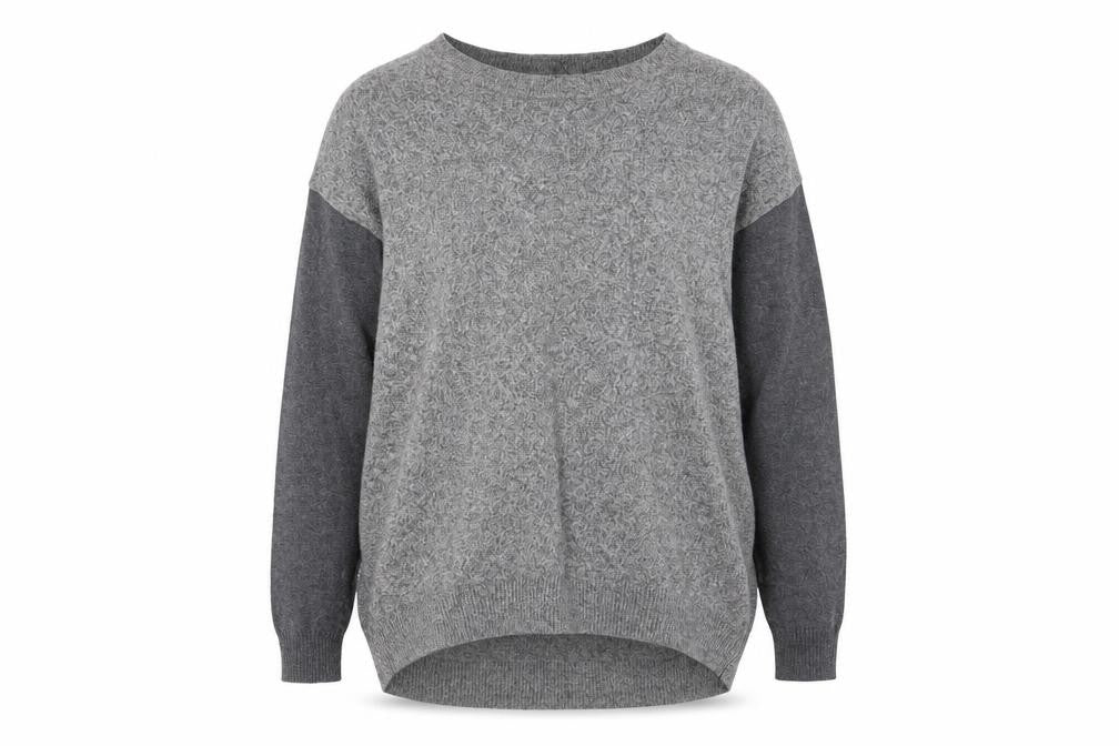 George Womens Grey Round Neck  Cotton Pullover Jumper Size 8   - Colourblock Greys