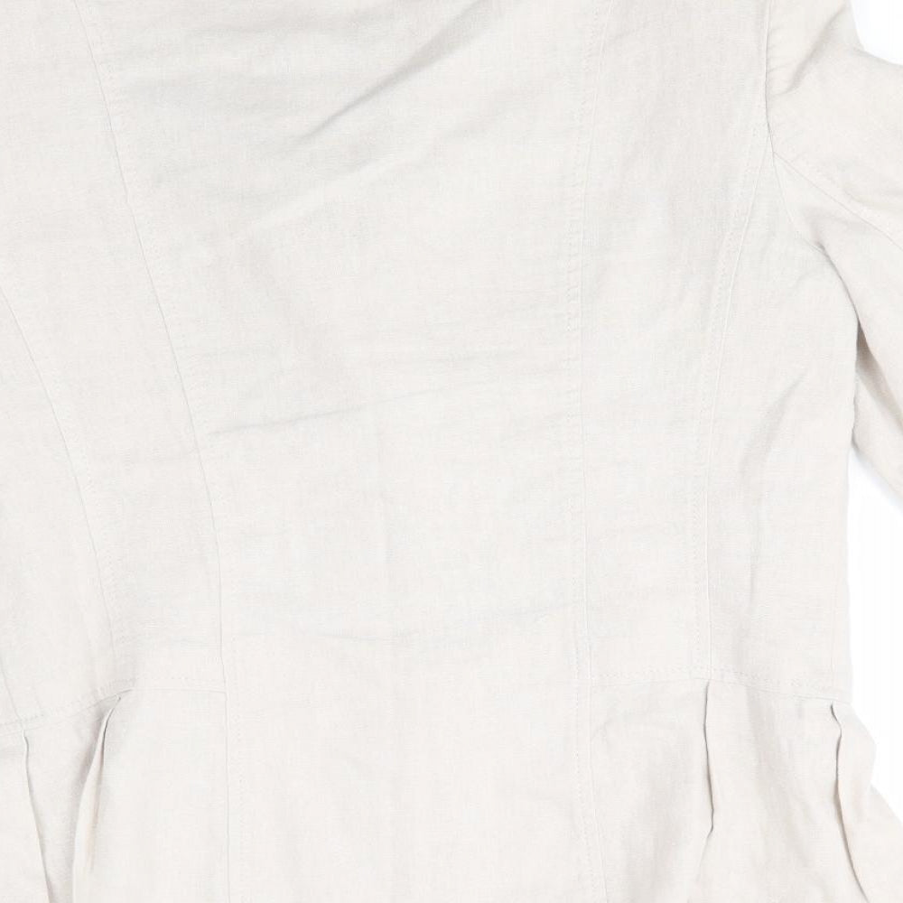 Soon Womens Beige   Jacket  Size 10   - Line Look Jacket Mandarin Style Collar ¾ Sleeves