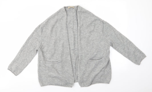 Pull & Bear Womens Grey V-Neck  Acrylic Cardigan Jumper Size S   - Raised seams